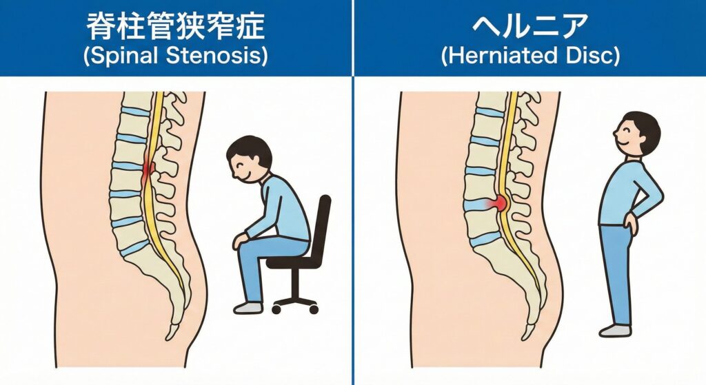 東海市ARK接骨院が行う脊柱菅狭窄症とヘルニアの図説