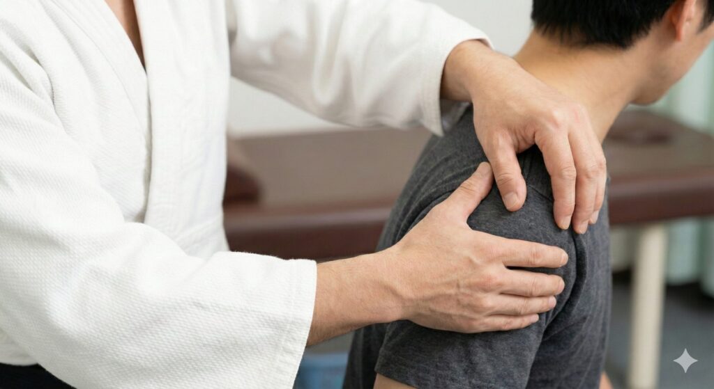 東海市で関節モビリゼーションを行う様子