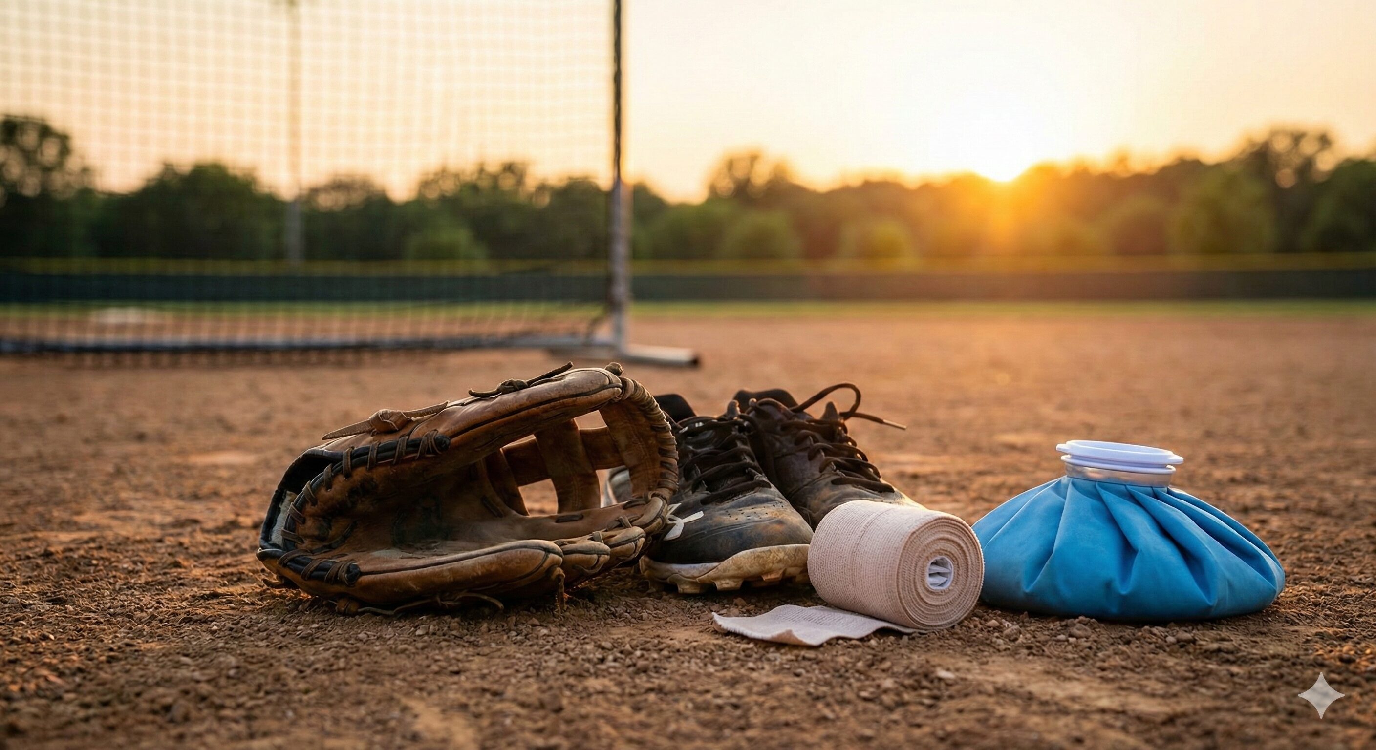 肉離れの処置に使うテーピングとアイス