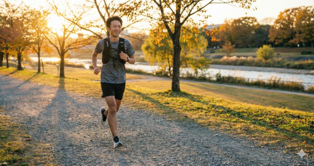 腸脛靭帯炎(ランナー膝)に苦しみながらもケアを受けながらランニングを続ける男性