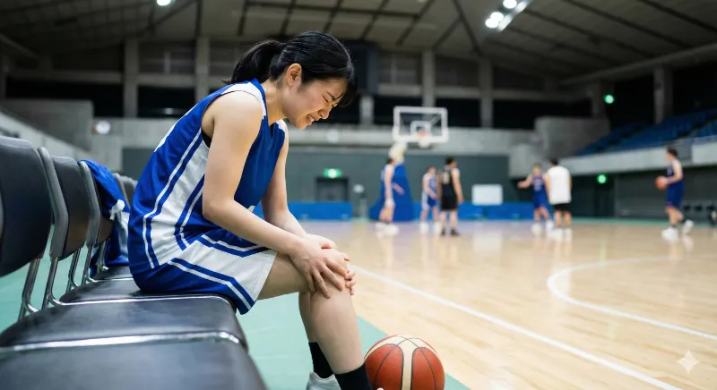 知多市の体育館でオスグッドで膝が痛いバスケ選手