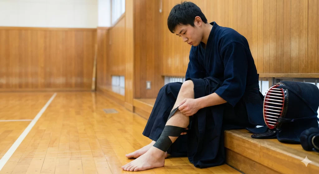 大府市でフロッシングを行う剣道選手