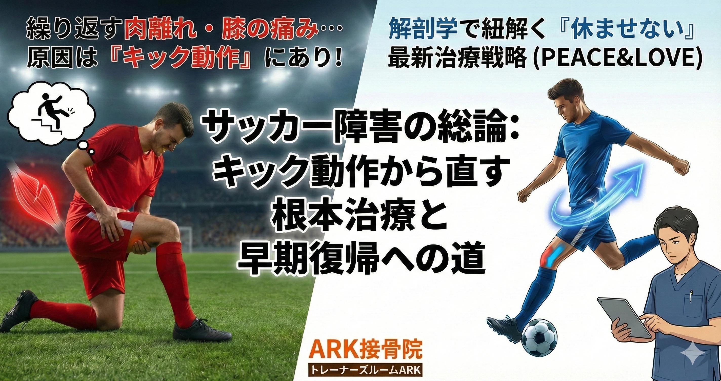 東海市ARK接骨院が解説する肉離れ、股関節の痛みサッカーにて