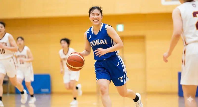 知多市で足関節捻挫に苦しんでいた選手が笑顔でバスケをプレーする様子