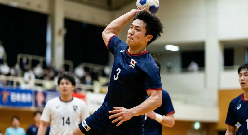 東海市で痛みを肩に抱えながらハンドボールをプレーする選手