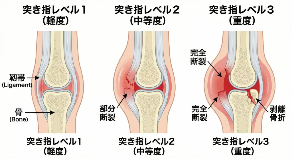 ぶつけた転んだ捻った東海市での突き指解説図