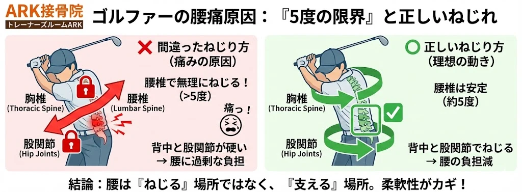 知多市でスイングする際腰が痛いゴルフ選手