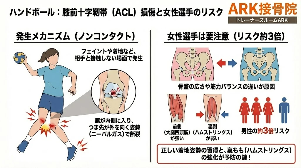 知多市でハンドボールでの膝の痛み解説図