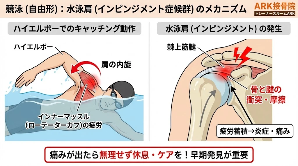 大府市のスイマーの肩の痛みの解説
