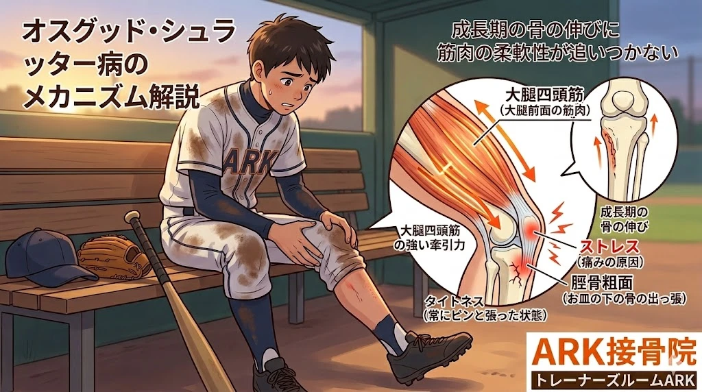 知多市における野球での膝の痛みオスグッドを解説