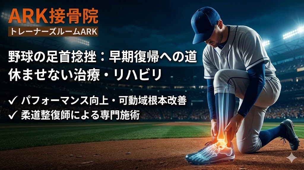 大府市で野球での足首の痛み捻挫の解説