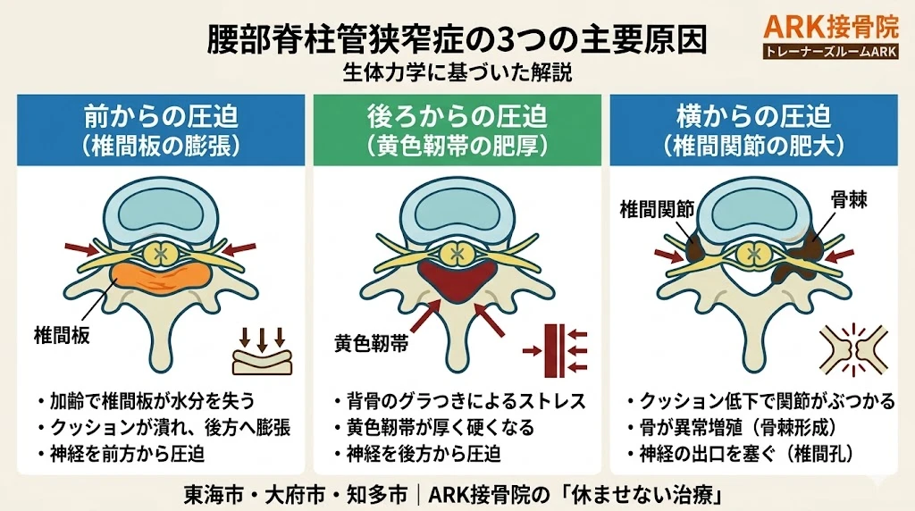 大府市で脊柱菅狭窄症による腰の痛み、脚の痺れ
