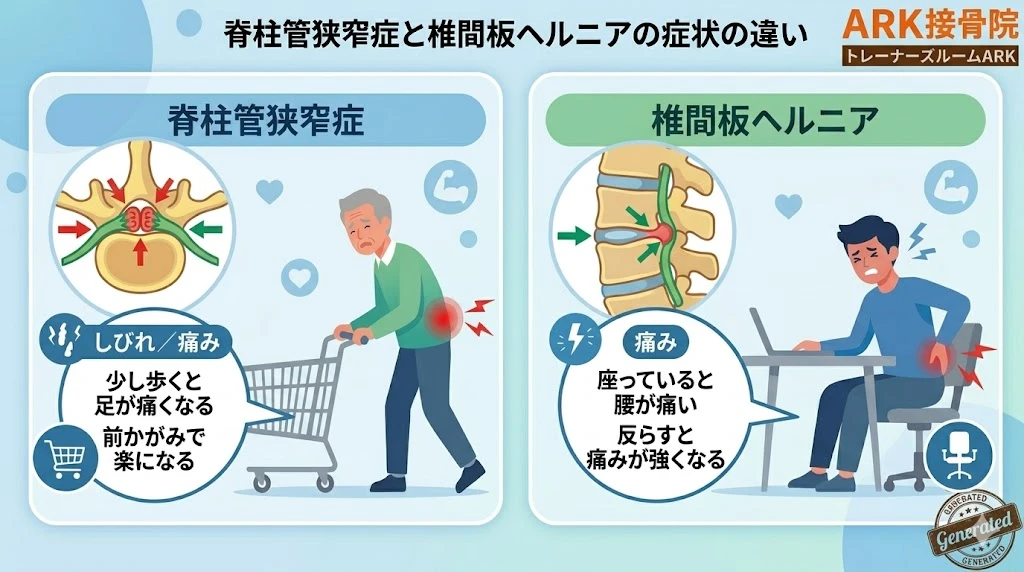 東海市で脊柱菅狭窄症と腰部椎間板ヘルニアの違いを解説