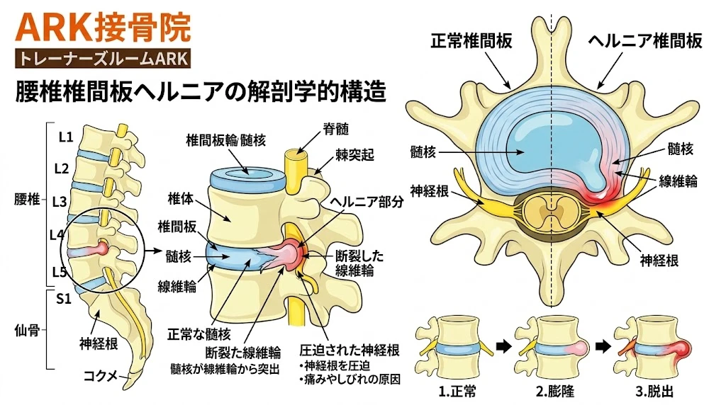 東海市で椎間板ヘルニアによる腰の痛みと脚の痺れ