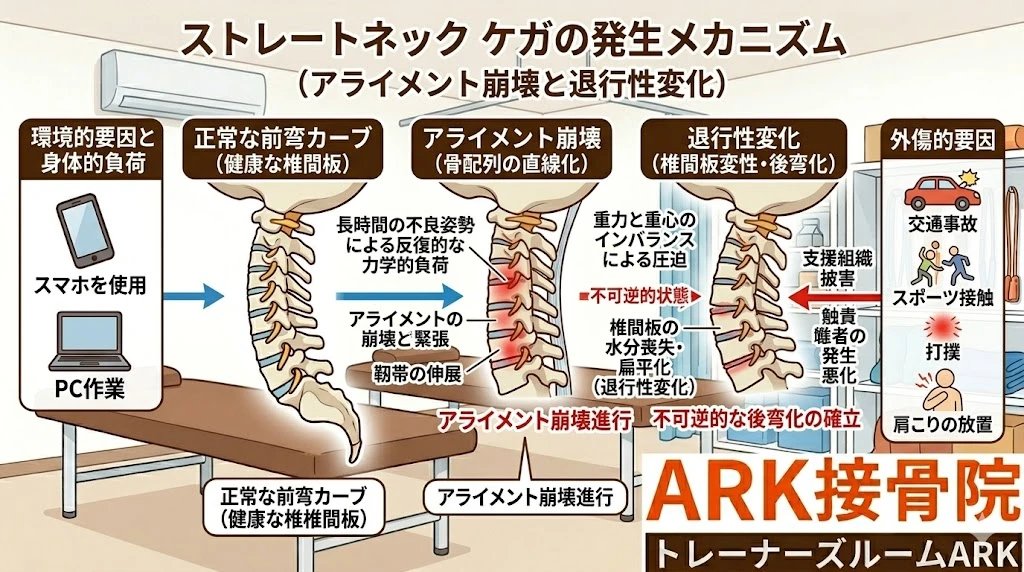 知多市でストレートネックが原因で起こる首の痛み、肩の痛み