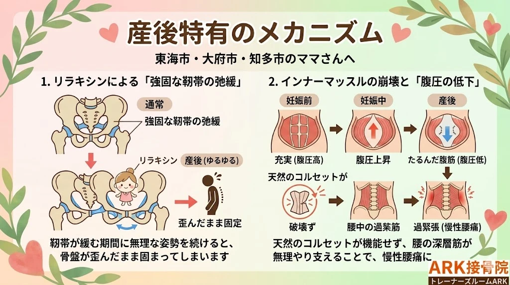 大府市で産後の腰痛には骨盤矯正が有効