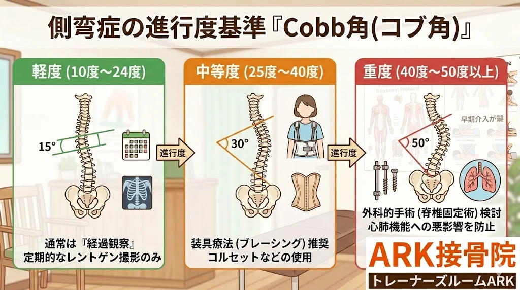 側弯症の進行度基準表