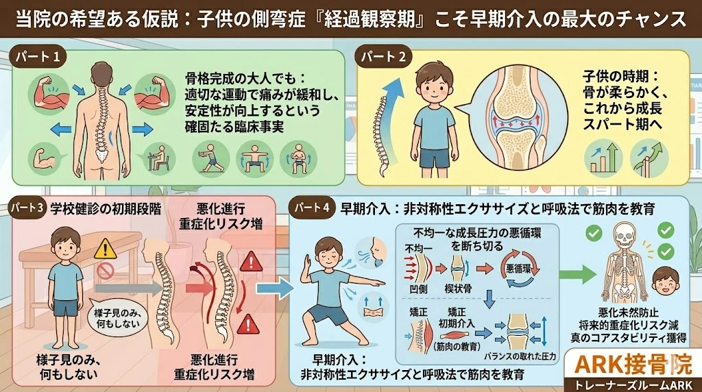 大府市で側弯症による脚のしびれ