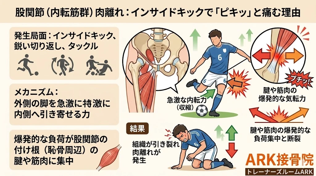 常滑市でサッカーによる肉離れの解説