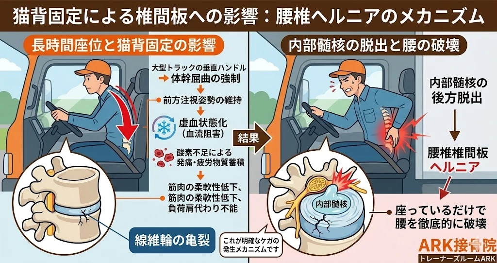 大府市でトラックドライバーに多い腰椎椎間板ヘルニア