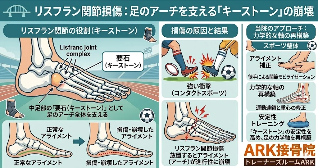 東海市でリスフラン関節の損傷により足の甲が痛むなら