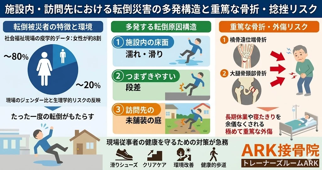 知多市でケースワーカーの転倒で多く発生する足関節捻挫