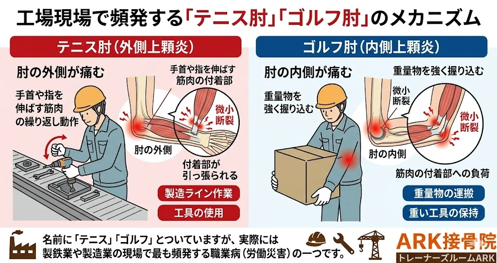 知多市で製鉄業の人もなるゴルフ肘とテニス肘