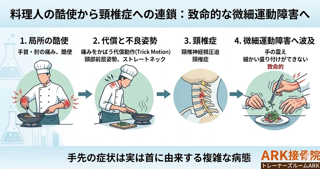 大府市で調理やさんの首の痛み、手のしびれ