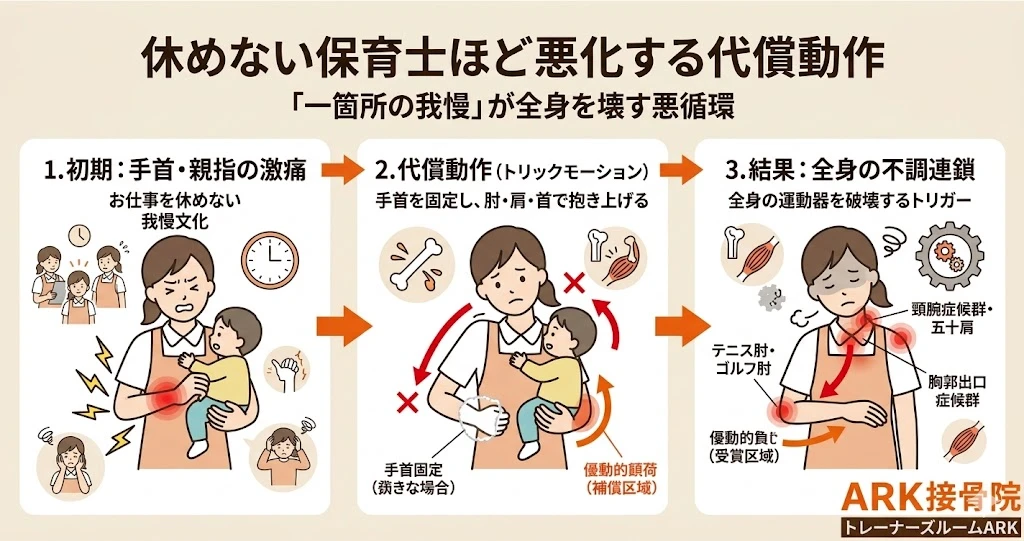 知多市で保育士の手首の痛み