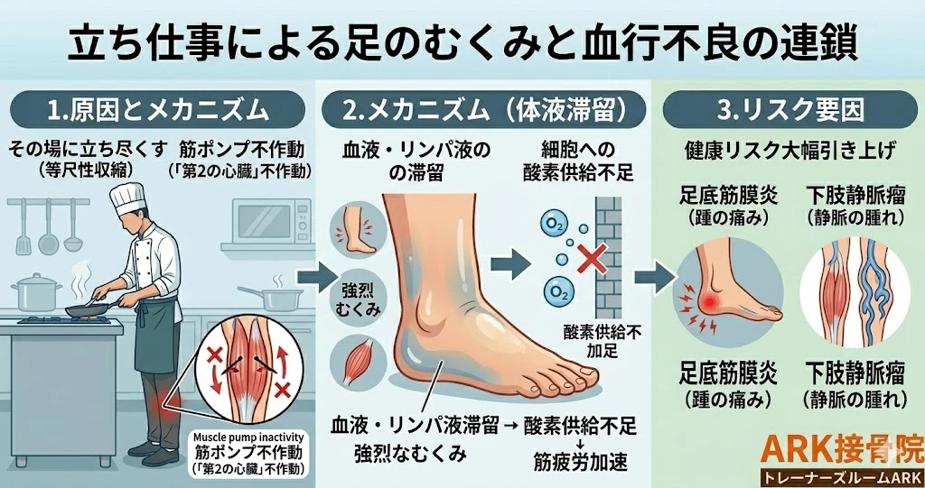 東海市で長時間立位保持による足のむくみ