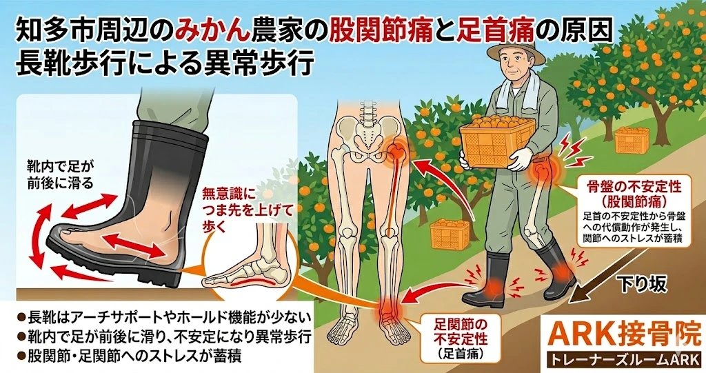 東海市でミカン農家に多い足の痛み、足底筋膜炎
