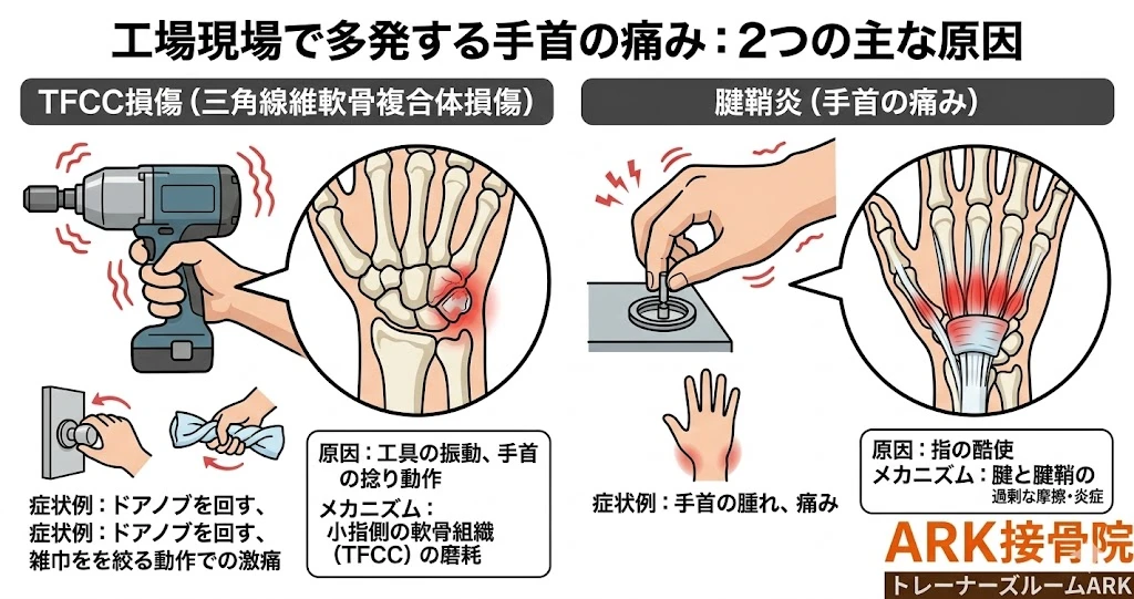 知多市で製鉄業の人が陥る手首の痛み