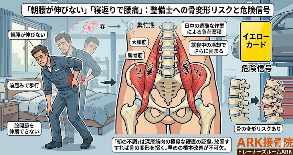 東海市で寝起きでも腰が痛い自動車整備士の腰痛