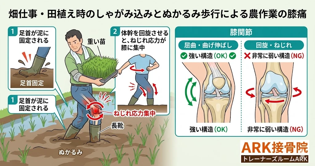 知多市で農家の人に起こる膝の痛み