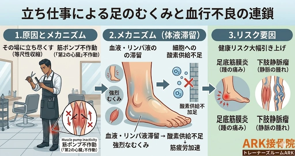 東海市で美容師の足の浮腫による足底筋膜炎