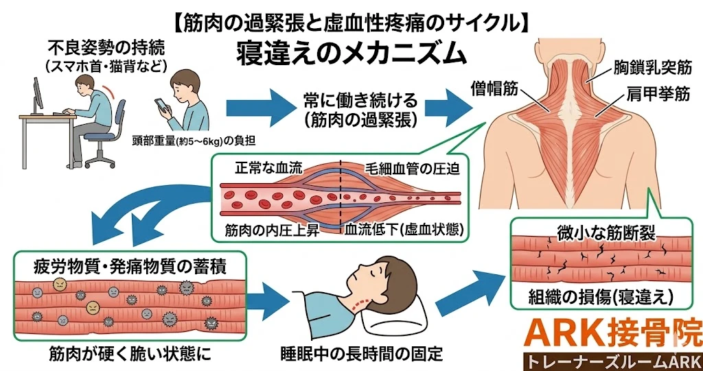 東海市で首が動かせないときの寝違えメカニズム