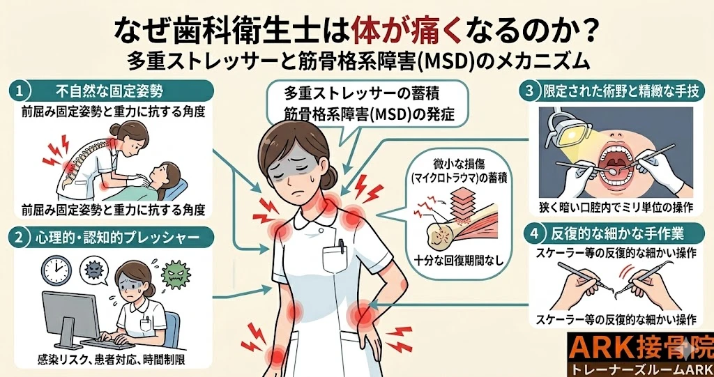 大府市で歯科衛生士に多い背中の痛み