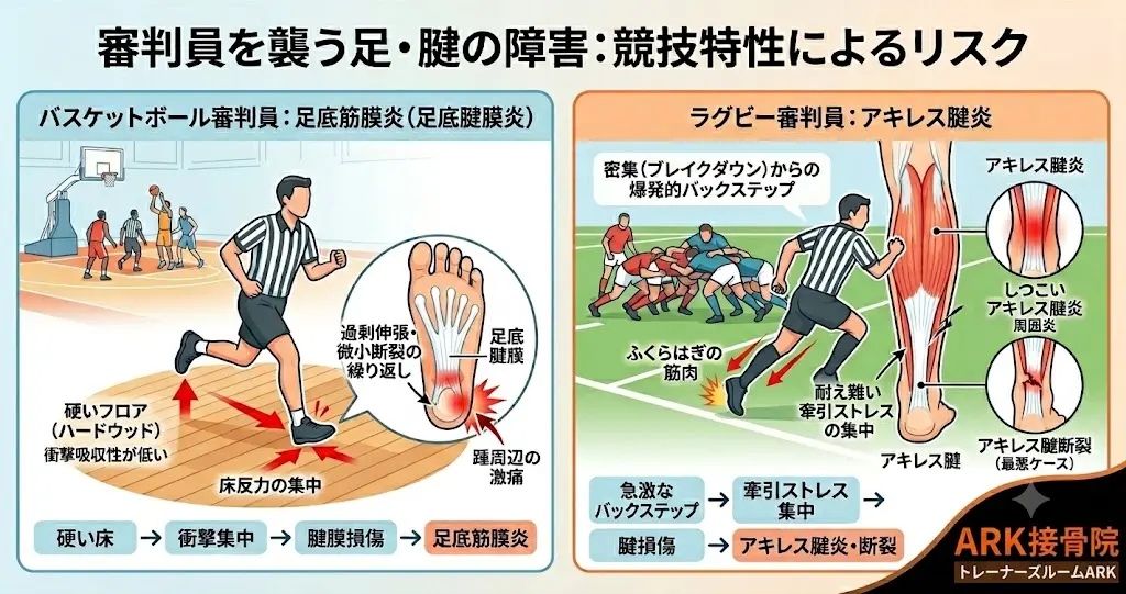 大府市でバスケットボールとラグビーの審判員に多いアキレス腱の痛み