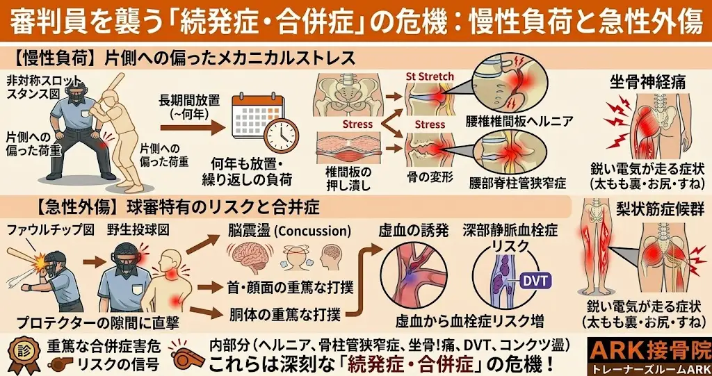 知多市で野球の審判員の腰の痛み、坐骨神経痛
