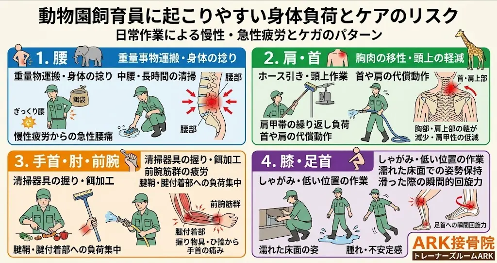 動物園飼育員に起こりやすい身体不可とリスク