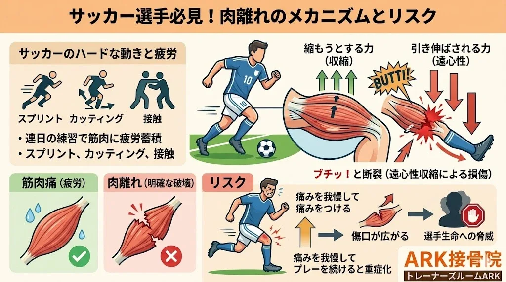 サッカーでよく起こる肉離れ