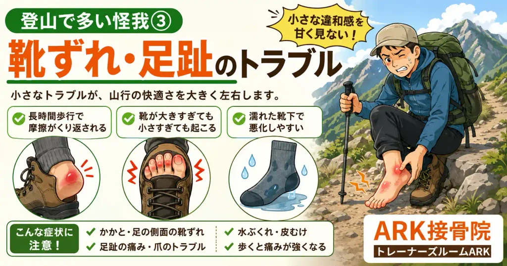 登山で起こる靴擦れなどの足のトラブル